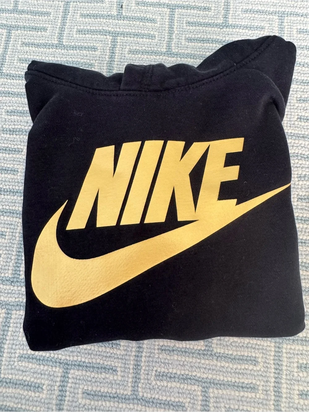 Nike Black Hoodie with Gold Swoosh Logo